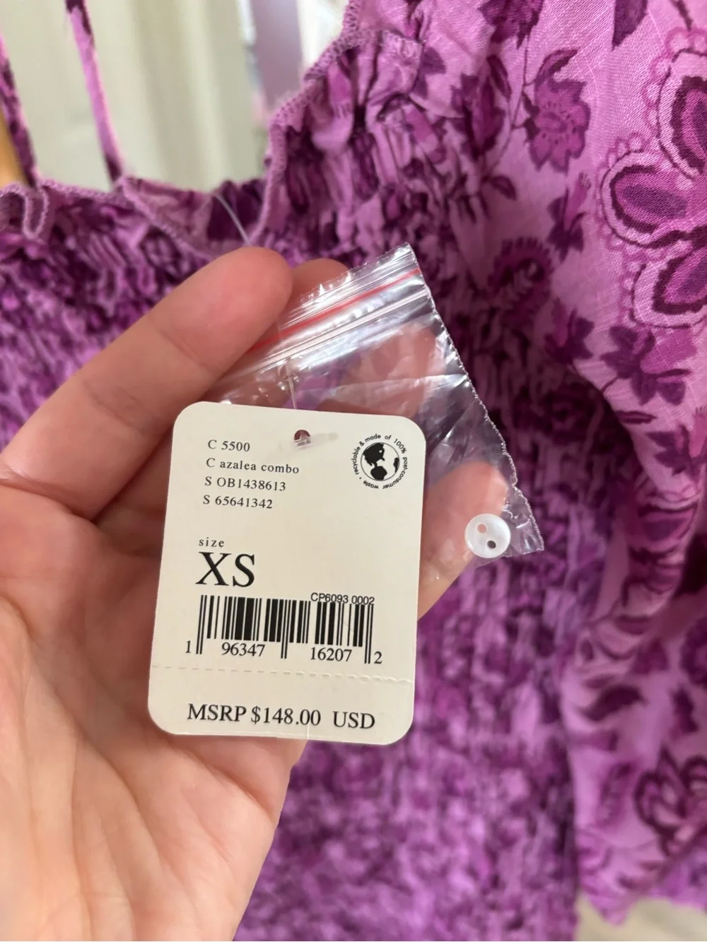 Free People / NWT Smock It To Me Mini Dress in azalea combo purple